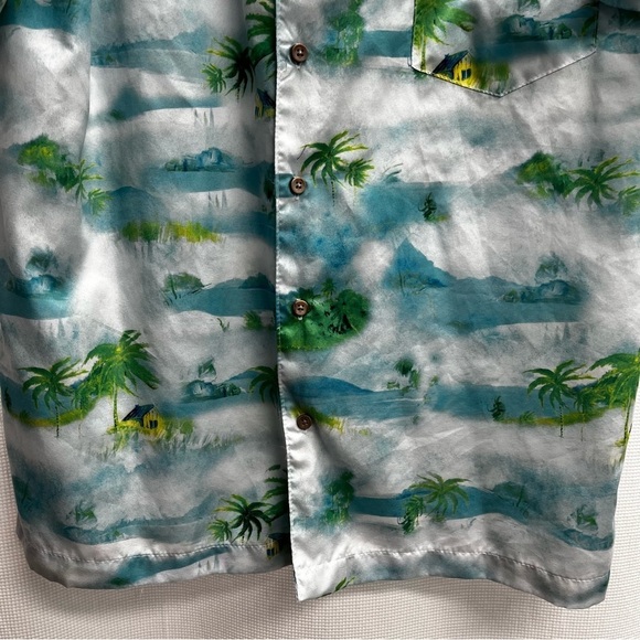 Trunks surf & Swim Co. mens palm Tree print Hawaiian Shirt Large - Picture 2 of 8